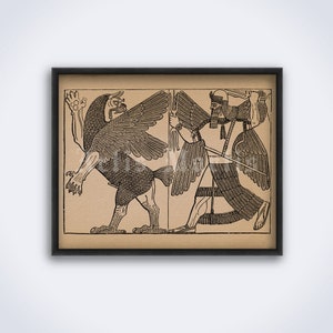 Marduk vs Tiamat, mito asirio - arte sumerio antiguo, impresión de mitología de Babilonia, póster (DESCARGA DIGITAL)