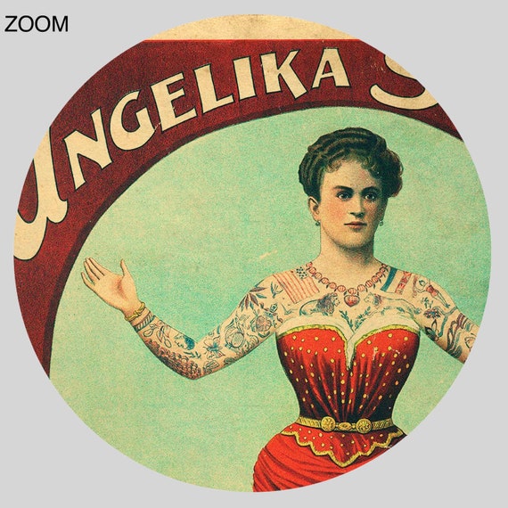 Vintage Tattooed Woman Poster: Angelika Schwarz Sideshow Print