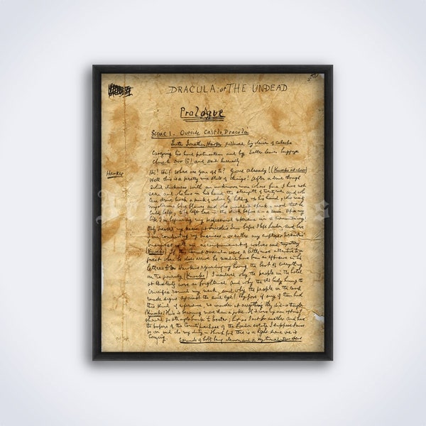 Dracula or the Un-dead - Bram Stoker handwriting manuscript page print, gothic poster (DIGITAL DOWNLOAD)