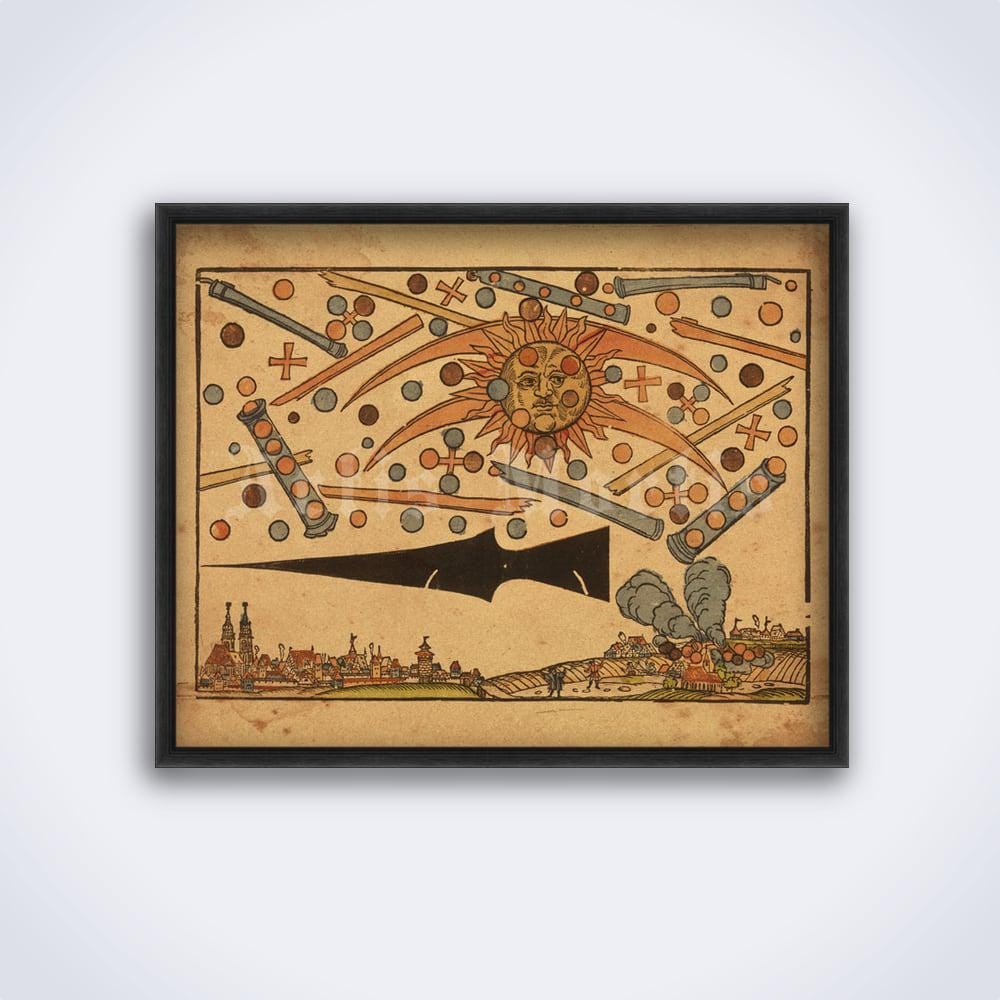 ニュルンベルク天体現象の版画：1561年中世の挿絵（デジタル