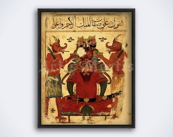 イスラムの悪魔学アートプリント：古代写本「悪魔」（デジタル