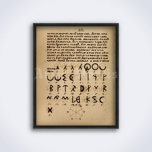 Oera Linda manuscript page, Ura-Linda print, mythology, runes, ancient symbol, neopaganism, Norse pagan art poster (DIGITAL DOWNLOAD)