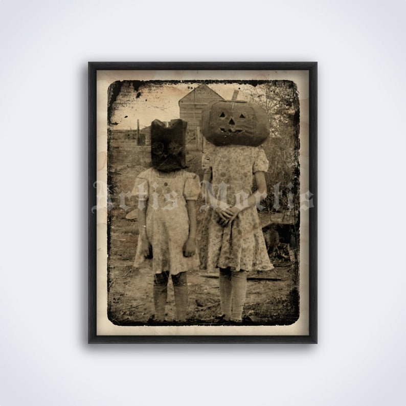 Pumpkin head girl, vintage 1920s Halloween costumes photo, print, poster (DIGITAL DOWNLOAD) 