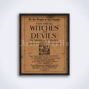 Cast out all Witches and Devils - medieval witchcraft pamphlet title page print, poster (DIGITAL DOWNLOAD)