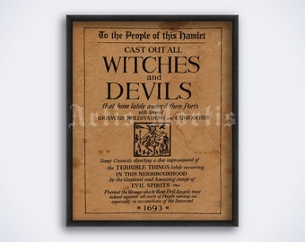 Mittelalterlicher Hexen-Titelseitendruck 1693 Inquisition (Digitaler Download)