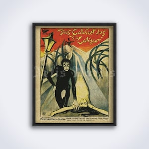 Cabinet of Dr. Caligari 1920 the first silent horror movie vintage poster, German expressionism film, mystery art print (DIGITAL DOWNLOAD)
