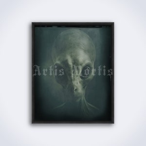 Green alien vintage photo, alien abduction, contact, ufology, UFO, conspiracy, sci-fi art, print, poster (DIGITAL DOWNLOAD)
