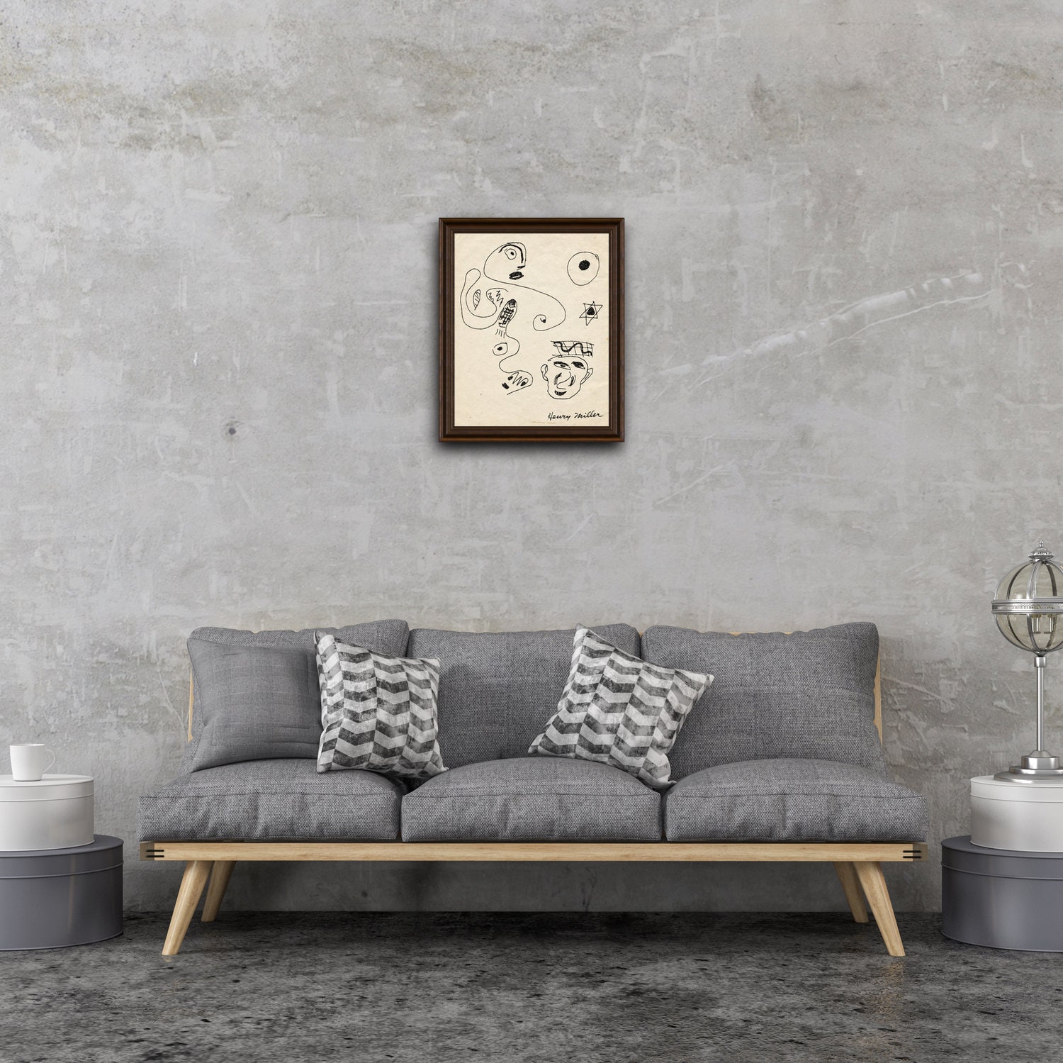 Henry Miller Signed Sketch Print: Vintage Literary Art (digital