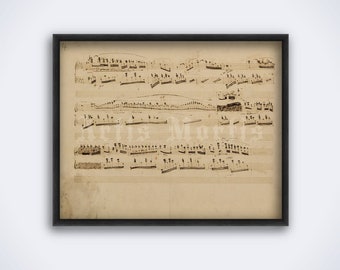 Nocturne by Frederic Chopin 1836 manuscript page, handwritten score print, classical music art, gothic piano music poster (DIGITAL DOWNLOAD)