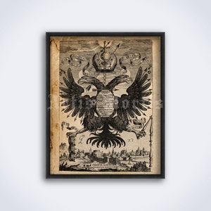 Doppelkopf Adler Mittelalter Emblem, Symbol der Macht, Wappen, Rom Empire Kunst, Druck, Poster (DIGITAL DOWNLOAD)