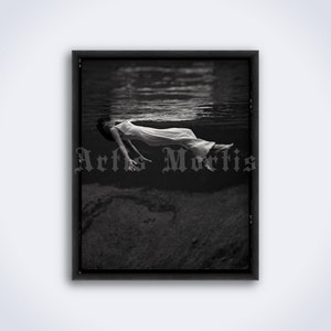 Floating woman, swimming girl vintage underwater photo, river, water nymph, mermaid print, poster (DIGITAL DOWNLOAD)