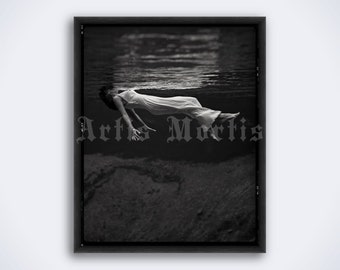 Floating woman, swimming girl vintage underwater photo, river, water nymph, mermaid print, poster (DIGITAL DOWNLOAD)