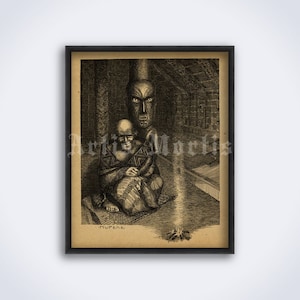 Maori Shaman ritual – ancient Polynesian shamanic folk tales art, mythology print, poster (DIGITAL DOWNLOAD)