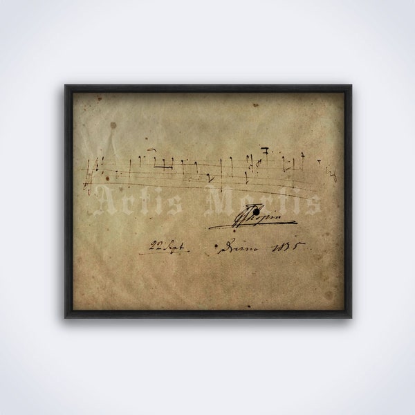 Nocturne No.2 Op.9 by Frederic Chopin - 1835 handwritten score with autograph, classical piano music art, print, poster (DIGITAL DOWNLOAD)