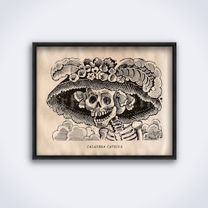 Calavera Catrina - art by Jose-Guadalupe Posada, Lady skeleton, woman skull, death, Mexico, Santa Muerte print, poster (DIGITAL DOWNLOAD)