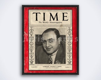 Al Capone Scarface magazine cover poster - gangster photo, true crime art print (DIGITAL DOWNLOAD)