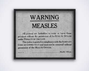 Vintage Measles Warning Poster: Medical History Print (Digital Download)