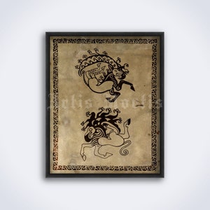 Scythian animal style, twisted animals, pagan, mystic, barbarian, ancient ethno art, print, poster (DIGITAL DOWNLOAD)