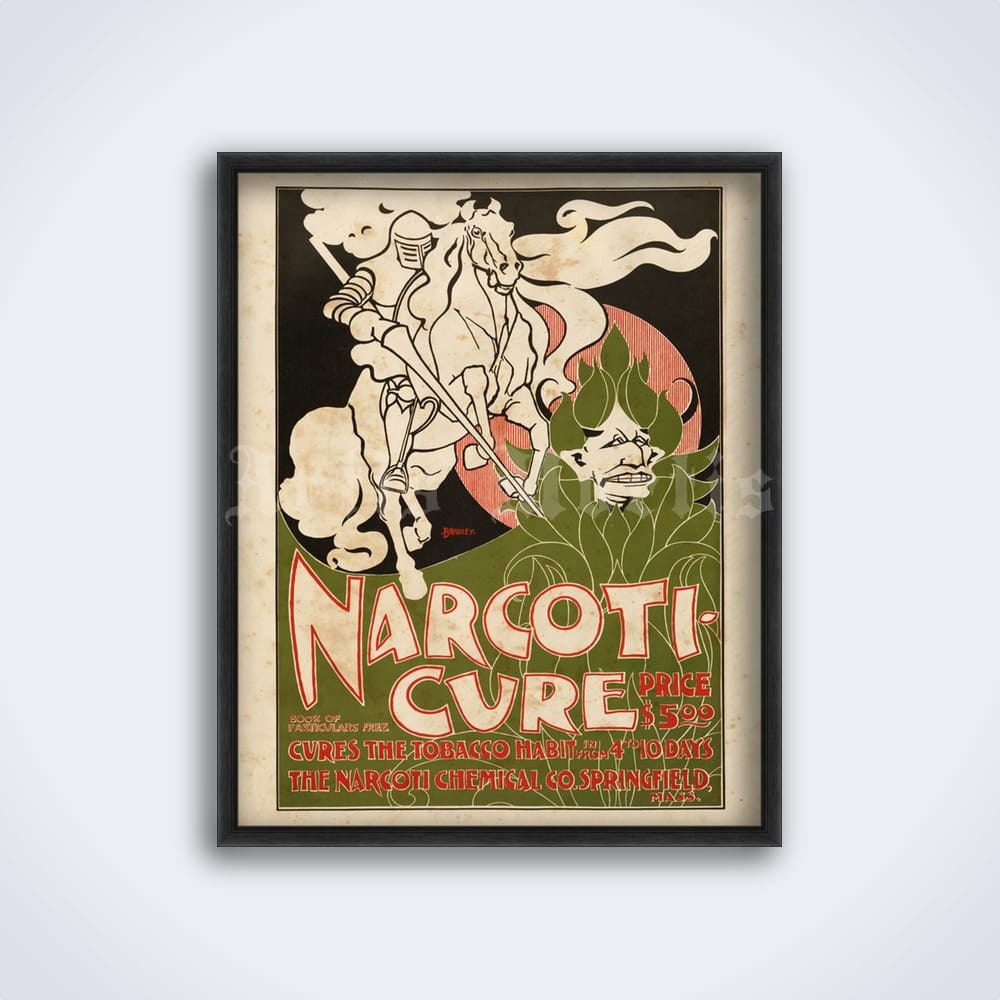 Narcoti-Cure – vintage anti tobacco drugs therapy poster, vintage pharmacy, medical art, print (DIGITAL DOWNLOAD)