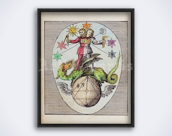 Rebis Print: Alchemical Hermaphroditus, Esoteric Occult Art (Digital Download)