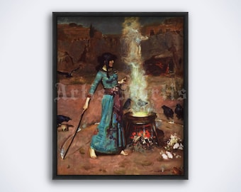 Pre-Raphaelite Witch Art Print: The Magic Circle by Waterhouse (Digital Download)