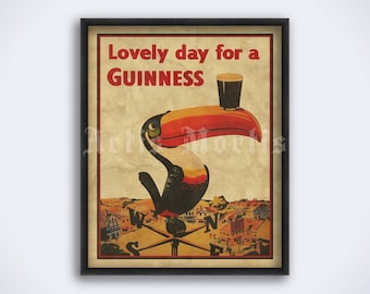 Vintage Guinness Ad Poster: Retro Toucan Bar Decor (Digital Download)