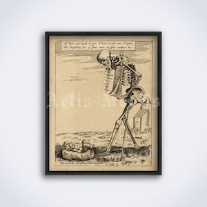 Skeleton and baby – Allegory of Death medieval dark art, memento mori print, poster (DIGITAL DOWNLOAD)