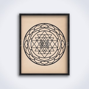 Shri Yantra mystical symbol, diagram, chakra, mandala, sacred geometry, esoteric art, poster, print (DIGITAL DOWNLOAD)