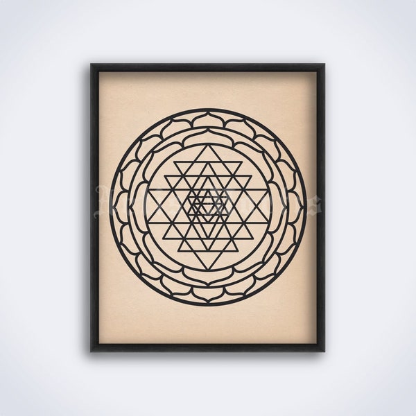 Symbole mystique Shri Yantra, diagramme, chakra, mandala, géométrie sacrée, art ésotérique, affiche, impression (TÉLÉCHARGEMENT NUMÉRIQUE)