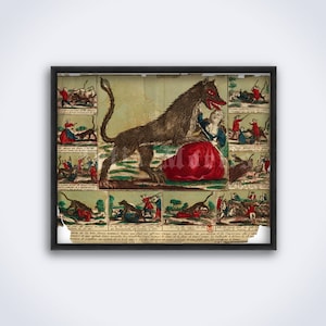 Beast of Gevaudan, Wolf of Chazes - antique broadside, Werewolf, animal, monster, vintage print, poster (DIGITAL DOWNLOAD)