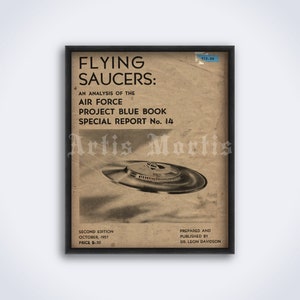 Analiza Flying Saucers Project Blue Book raport 1957 - zabytkowy wydruk ufologiczny, plakat (POBIERANIE CYFROWE)