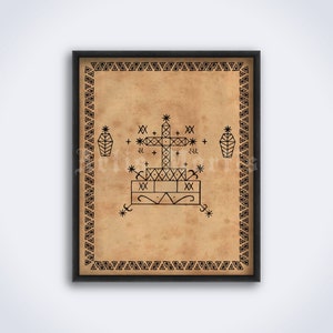 Baron Samedi veve, voodoo art, Loa of Dead, tomb, cemetery, symbol, sigil, print, poster (DIGITAL DOWNLOAD)