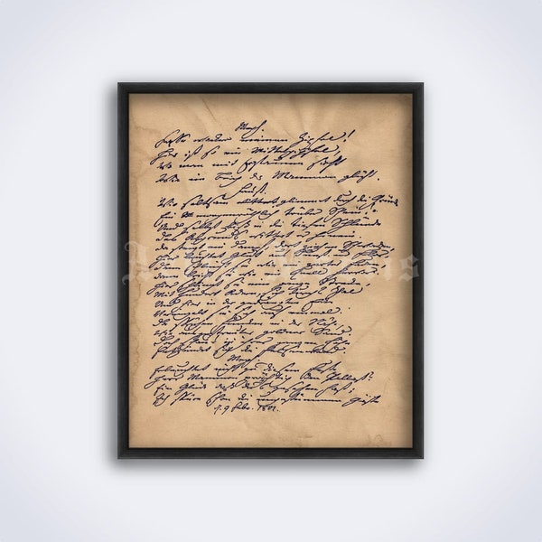 Johann Wolfgang von Goethe - Faust handwritten manuscript poster - classic literature, literary gift, decor, art, print (DIGITAL DOWNLOAD)