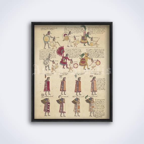 Codex Mendoza Art Print: 1541 Aztec Manuscript Page (digital