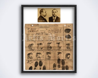 Al Capone Scarface fingerprints and mugshot photo - gangster crime record, print, poster (DIGITAL DOWNLOAD)