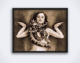 Vintage Snake Charmer Photo: Python Circus Print (Digital Download)