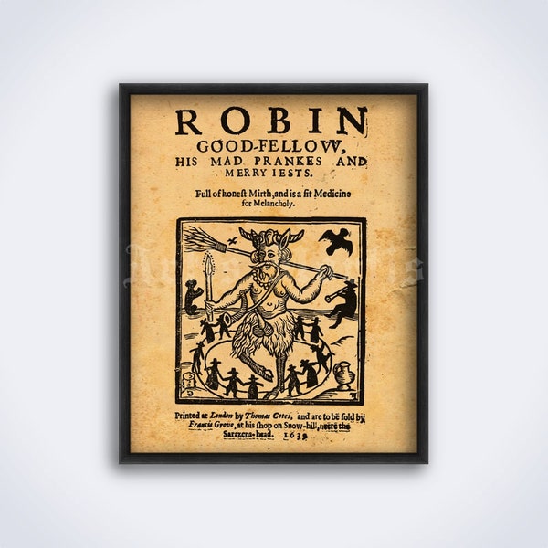 Robin Goodfellow, his mad prankes print, fairy tales art, Puck, Faun, demon, folk, myth, folklore, poster (DIGITAL DOWNLOAD)