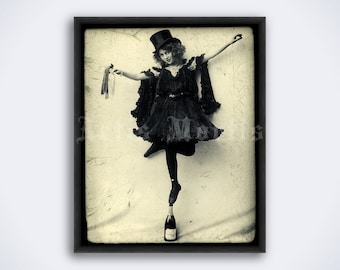 Girl dancing on the champagne bottle - vintage photo, circus, dancer, top hat, vaudeville, show, retro print, poster (DIGITAL DOWNLOAD)