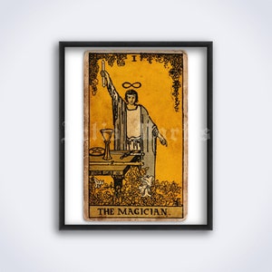 El Mago – Impresión de cartas del Tarot, Arcanos Mayores, Arcanos Mayores, adivinación, símbolo místico, póster de arte vintage (DESCARGA DIGITAL)