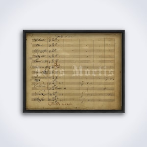 Ludwig van Beethoven - Sinfonía No. 9 Molto Vivace partitura manuscrita original impresa, póster (DESCARGA DIGITAL)