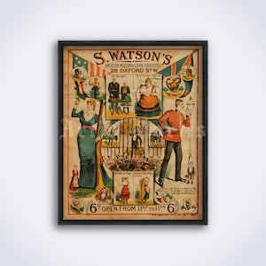 Watson’s Living Curiosities Museum - Victorian freak show poster, vintage circus print (DIGITAL DOWNLOAD)