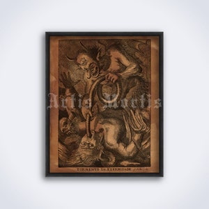 Tormento da eternidade – Sinner tortured in Hell, punishment, medieval dark art, vintage print, poster (DIGITAL DOWNLOAD)