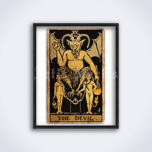 El Diablo – Impresión de cartas del Tarot, Arcanos Mayores, Arcanos Mayores, adivinación, símbolo místico, póster de arte vintage (DESCARGA DIGITAL)