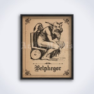 Belphegor Demon – Infernal Dictionary art, demonology print, devil, satan poster (DIGITAL DOWNLOAD)