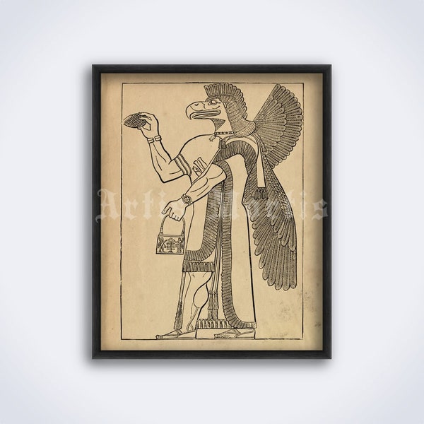 Eagle-Headed Man, Anunnaki myth – ancient Sumerian art, Babylon mythology print, poster (DIGITAL DOWNLOAD)