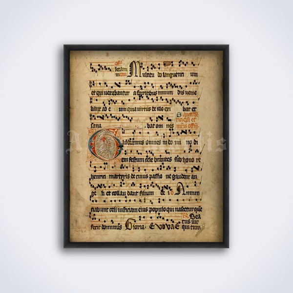 Gregorian chant manuscript, Medieval handwritten score print, Graduale Aboense, choral music art, poster (DIGITAL DOWNLOAD)