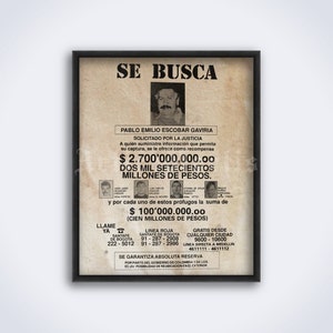 Pablo Escobar mit Bandenmitgliedern Vintage Steckbrief - Kartellrecht, Narco, Gangster, Krimi Kartei (DIGITAL DOWNLOAD)