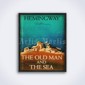 The Old Man and the Sea novel by Ernest Hemingway poster – 1st edition book cover, literary gift, decor, art, print (DIGITAL DOWNLOAD)