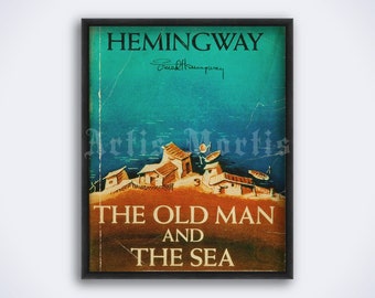 The Old Man and the Sea novel by Ernest Hemingway poster – 1st edition book cover, literary gift, decor, art, print (DIGITAL DOWNLOAD)