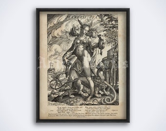 The Goddess of Heresy, Heresis Dea, Demon girl – medieval art, print, poster (DIGITAL DOWNLOAD)